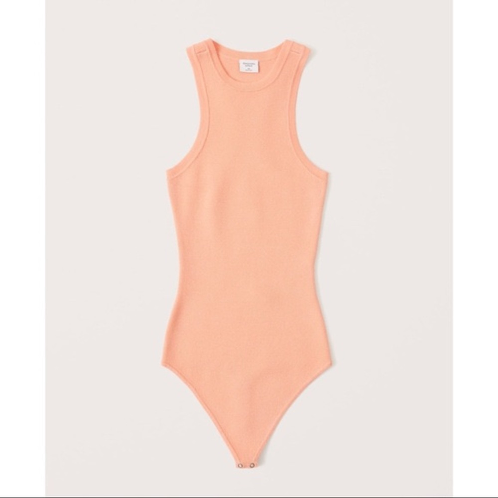 Abercrombie & Fitch peach scuba high neck knit bodysuit xs